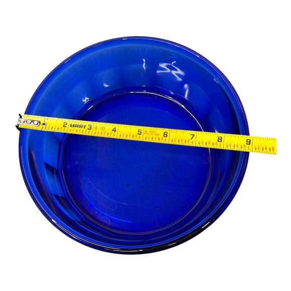 Vintage Arcoroc France Cobalt Blue Glass Bowl Octagonal Serving Salad 9" Paneled - Picture 5 of 5